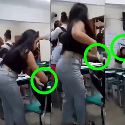 VÍDEO CHOCANTE NAS REDES: ADOLESCENTE PUXA FACA DURANTE BRIGA EM SALA DE AULA 😱🔪