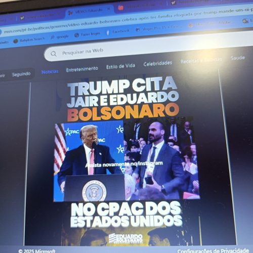  Eduardo Bolsonaro celebra após ter família elogiada por Trump: “Mande um ‘oi’ para seu pai”
